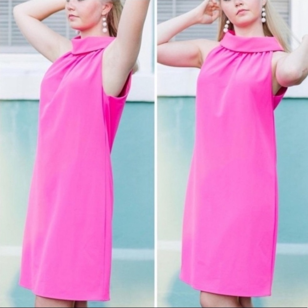 Sail to Sable Hot Pink Cowl Neck Dress